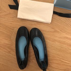 Lanvin Black Leather Flats Size 36 WORN 3x